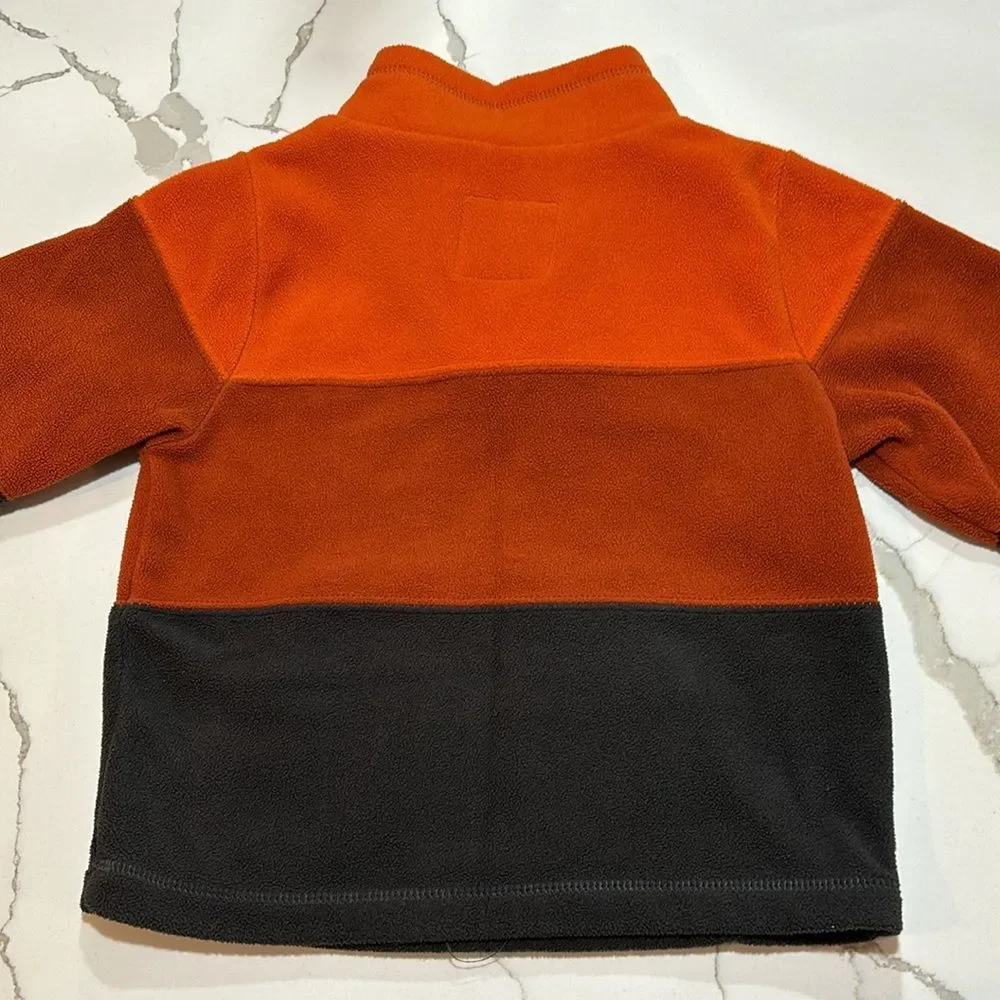 The Children's Place Boys Orange Pullover Fleece Stripe 1/4 Zip Sweatshirt 3T